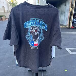 Black blue flame skull tee